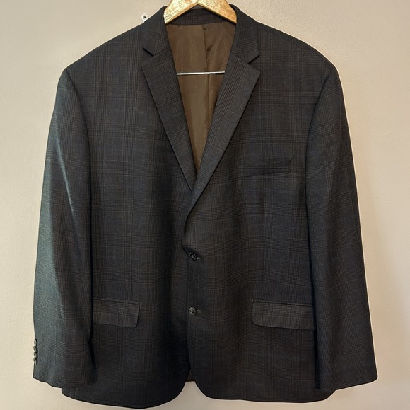 Michael Kors Glen Plaid Brown Tweed Blazer‎ Jacket Men's XXL Classic Fit - Picture 1 of 10